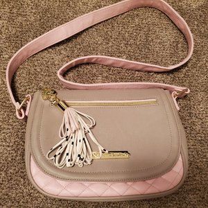 Pink and Taupe Crossbody Bag